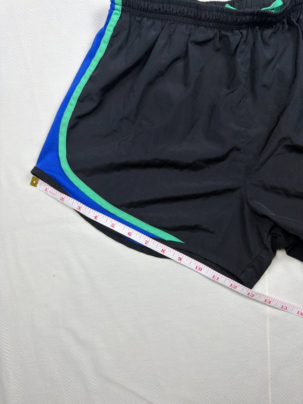 Nike Dri-FIT Running Shorts Womens Large Blue Black Lined Athletic Workout - Picture 11 of 12